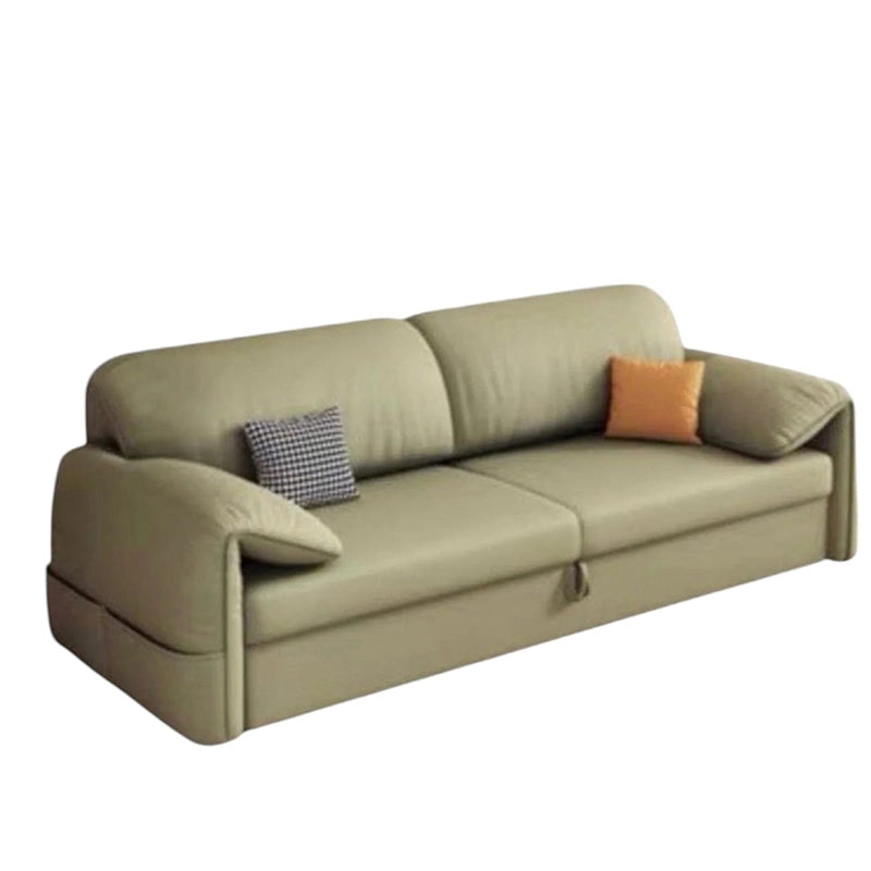 Pillow-top arms serve as soft headrests, and side pockets offer functional storage.