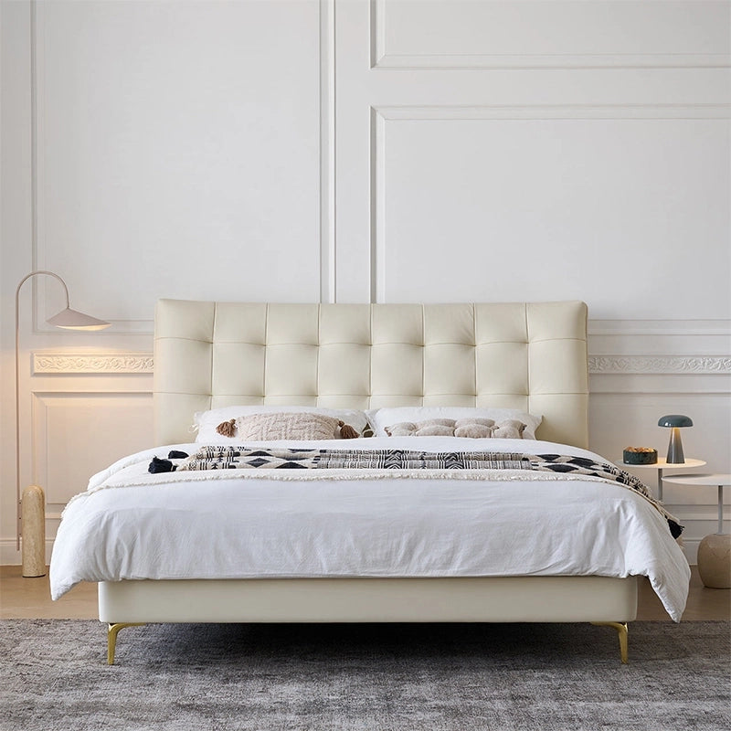 Side profile photo highlighting bed frame structure and master bedroom bed design