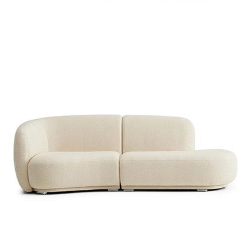 Voluptuous soft geometry from side view – sofa design, set sofa design, cream upholstered 2 seater
