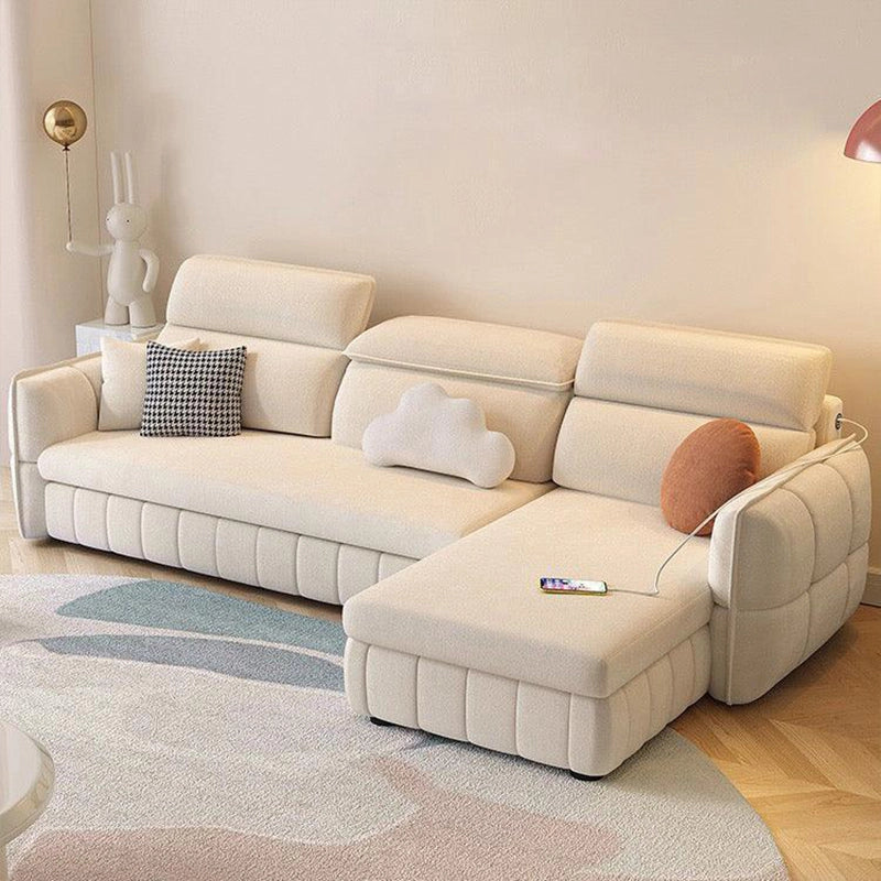 A hidden storage unit under the chaise and a discreet USB charging port elevate its functionality. 