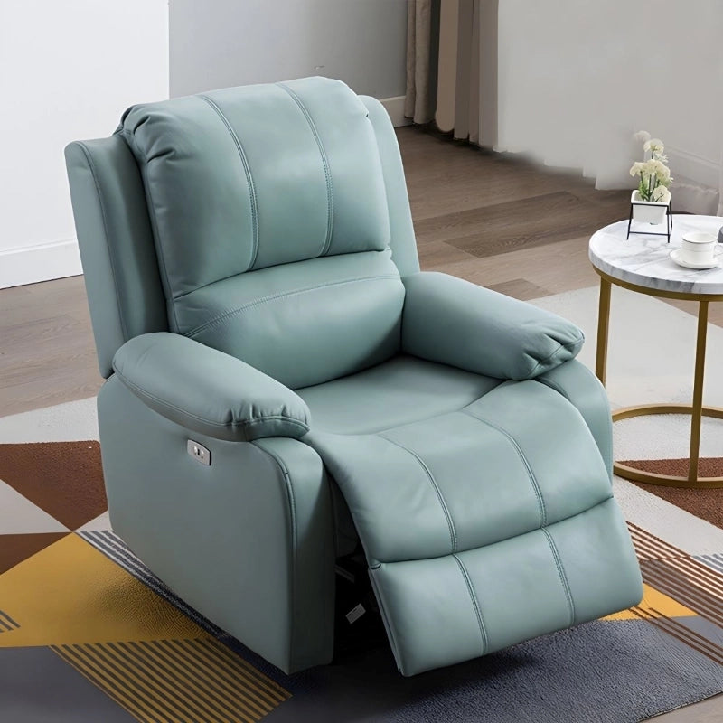 Footrest extended in olive green recliner photo, Made to Order Custom Crafted, 2-seater build, pull-lever reclining