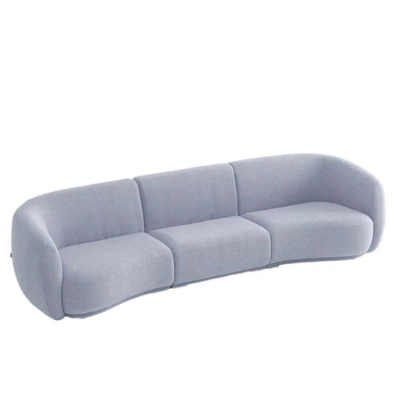 Concealed legs enhance its floating aesthetic, while the continuous curved backrest ensures ergonomic comfort