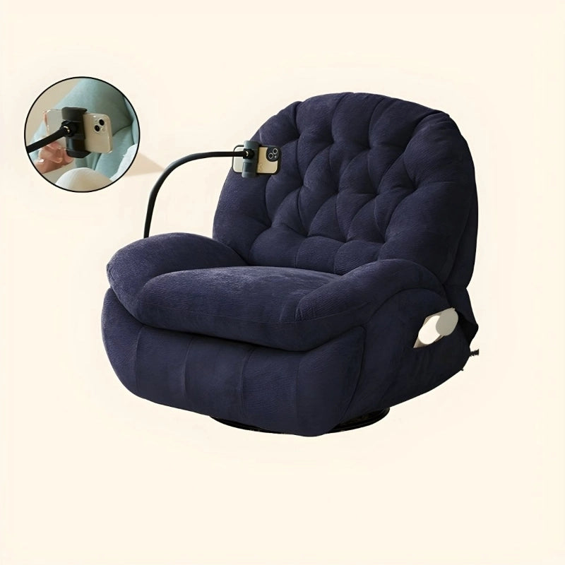 Plush overstuffed seat design with recliner chair and chairs and recliners —  navy blue