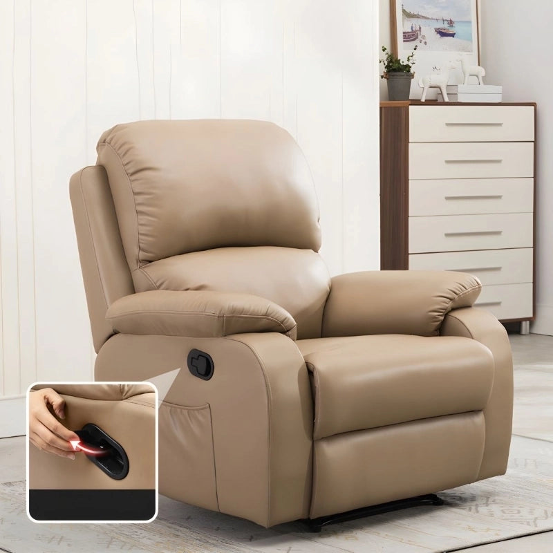 Its rounded silhouette and subtle seam accents make it an inviting addition to your chairs and recliners setup.