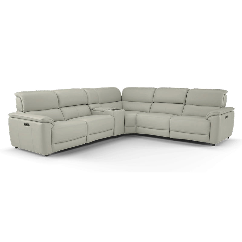  Double-seater recliner couch in ivory tone, sofa and recliner set, matte black legs - 2+corner+console+2