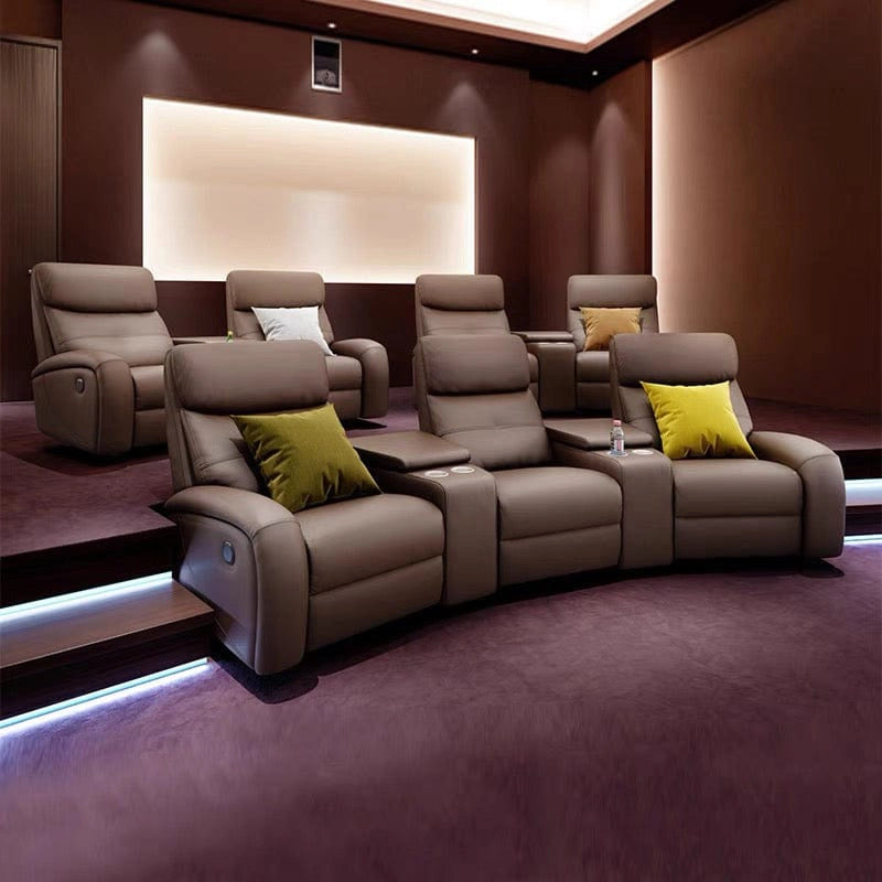 This modular home cinema recliner set combines ergonomic comfort with tech-forward features.