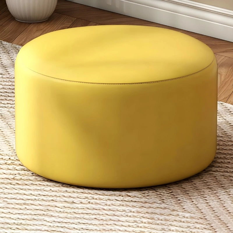 Yellow pouffe seat – pouf chair, ottoman – seamless leatherette texture