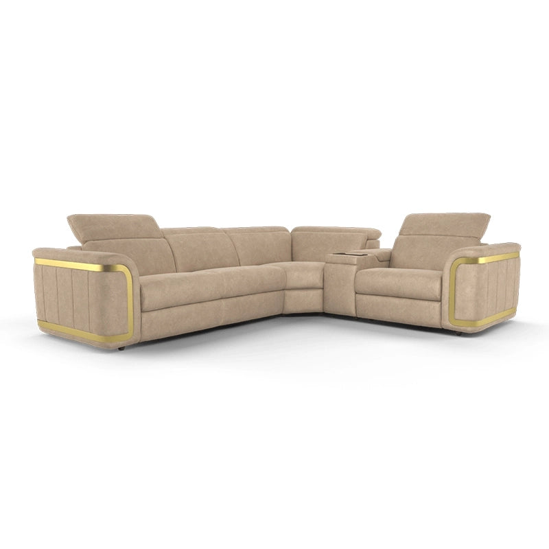 Upgrade your living room with this stunning recliner sofa set, blending plush velvet comfort with contemporary elegance - 2+corner+console+1