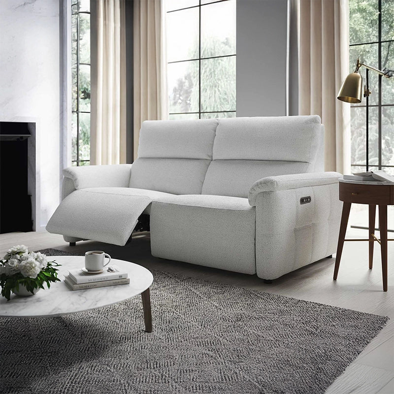 Plush electric recliner image with home theater chairs and theater sofa seating in ivory