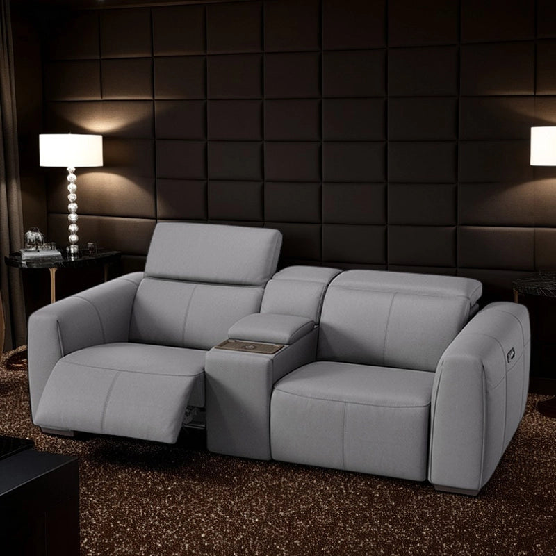 Straight row design with console – home theater recliner, theater recliner – 2 seater, faux leather