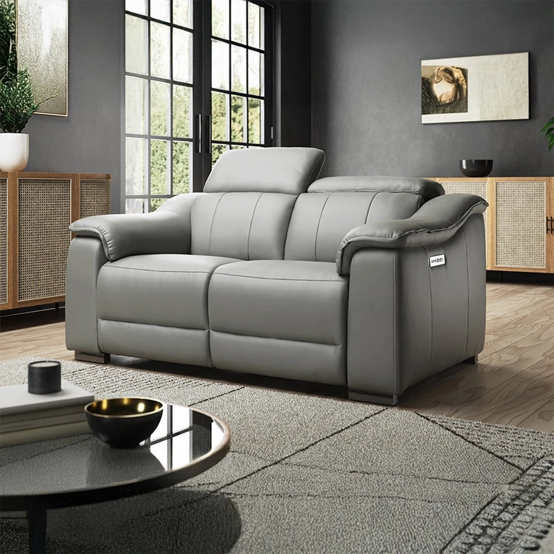 Slate grey suede recliner set with USB port – Recliner couch set + Custom Handmade to Order