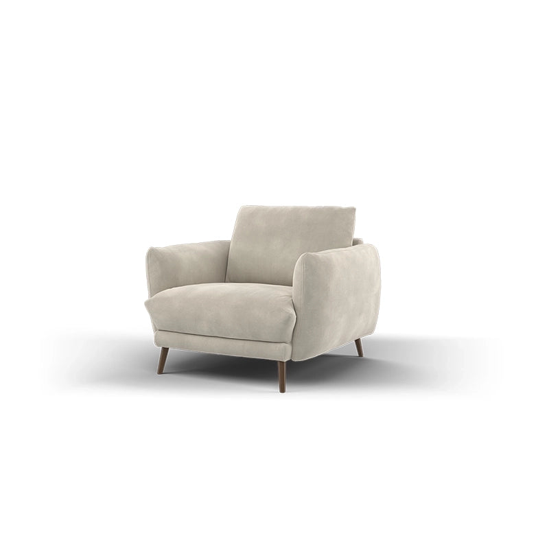 Ivory beige leather with mid-back pillows – sofa design – 1 seater couch