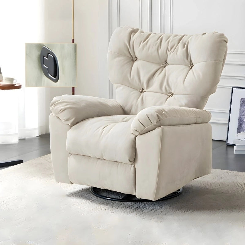 Ivory matte recliner, Custom Crafted to Order, pillow-top arms, wooden frame