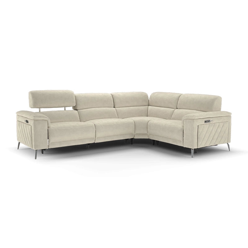 Contrast piping armrest design photo with recliner settee + recliner couch set + cream