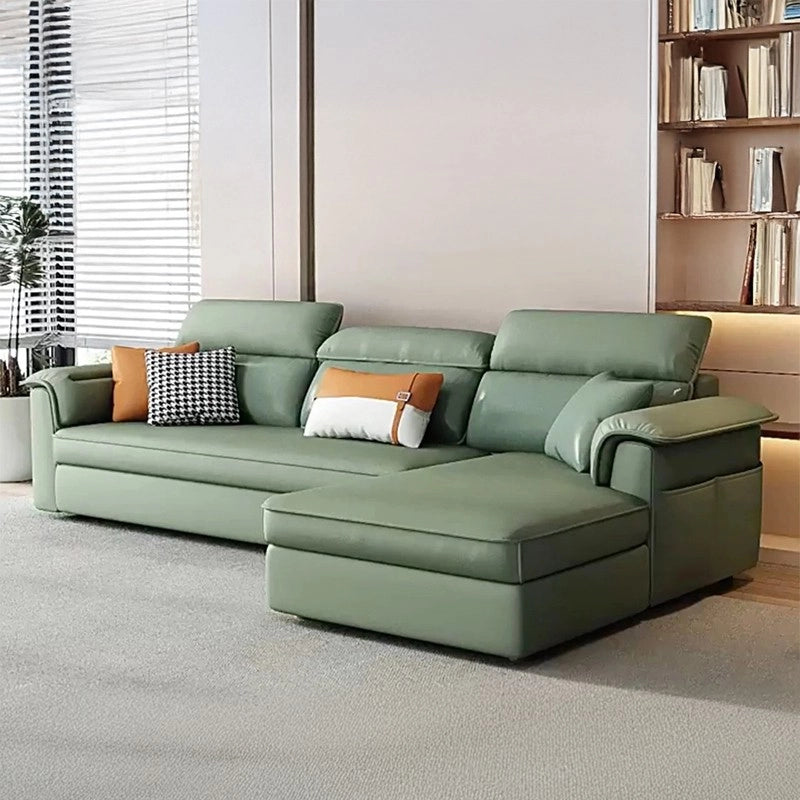 Crafted in premium stain-resistant leatherette, this convertible sofa bed features a pull-out mechanism, ample under-seat storage, adjustable headrests, USB ports, and side pockets—making it ideal for compact homes, studios, or Airbnb use.