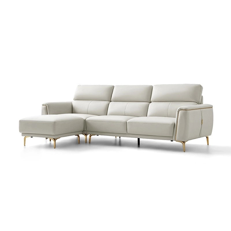 Structured high-back couch with panel detailing – stylish sofa design + sofa set design + leather couch - Ivory