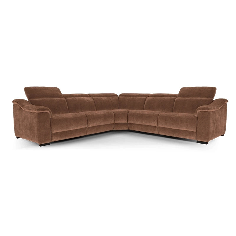 Cocoa brown dual-seater with cup holders – Recliner sofa set + Made to Order Custom Designed - 2+corner+2