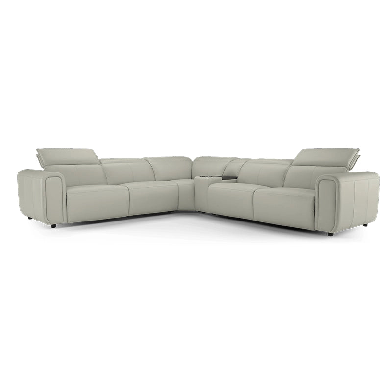Ideal as a home entertainment couch or reclining movie theater seats setup, the unit integrates cup holders and smart storage into its clean-lined build.  - 2+corner+console+2