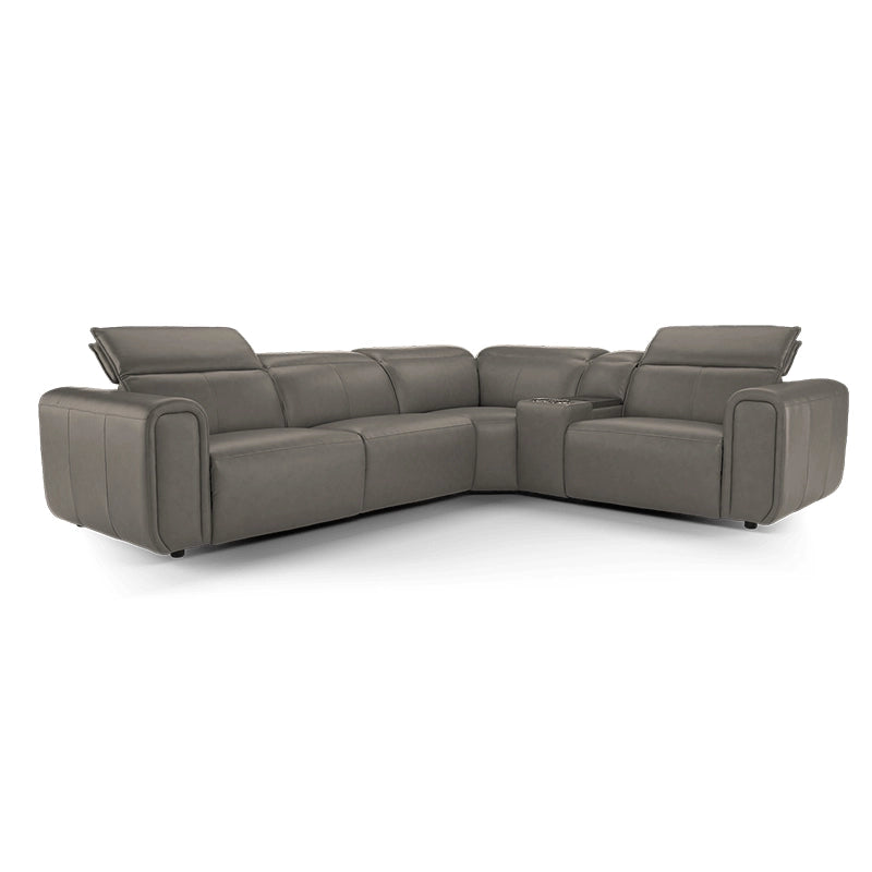 Equipped with smooth electric recline mechanisms, adjustable headrests, full chaise footrests, and centre consoles with cup holders, this home cinema recliner sofa ensures unmatched comfort and style - 2+corner+console+1