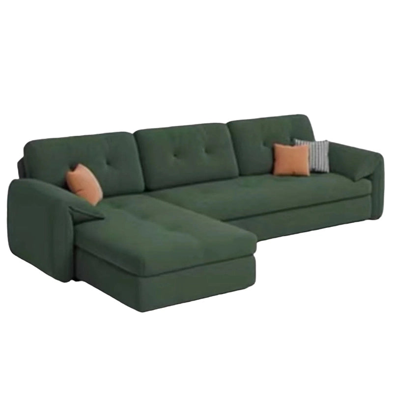 Ideal for compact living, this sofacumbed features soft tufted upholstery, under-chaise storage, and deep cushioning for premium comfort—whether lounging or sleeping.