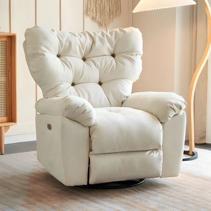 This couch recliner also features a matte finish swivel base, elevating its design appeal while adding practical movement.