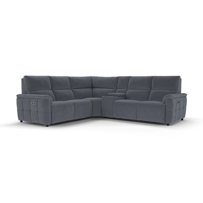 Padded armrests with subtle quilting, low-noise motors, and integrated storage consoles cater to upscale home entertainment seating needs.