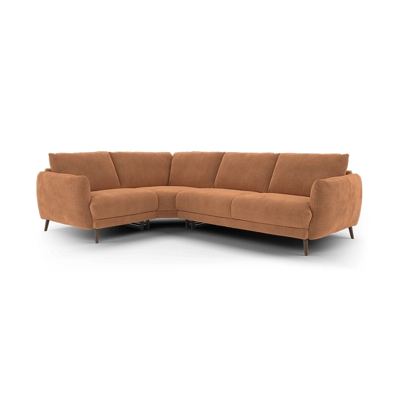 Rust tone leather with curved arms – design sofa set – 2+corner+1 couch