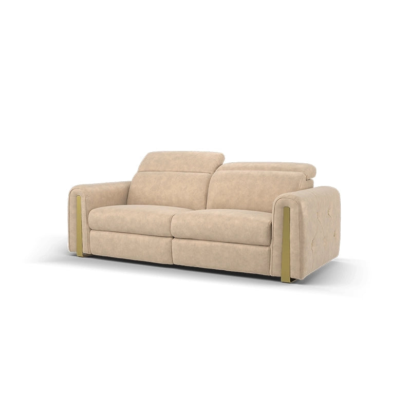 Recliner in lounge position, Custom Designed to Order, Sofa and recliner set, ivory - 2 seater