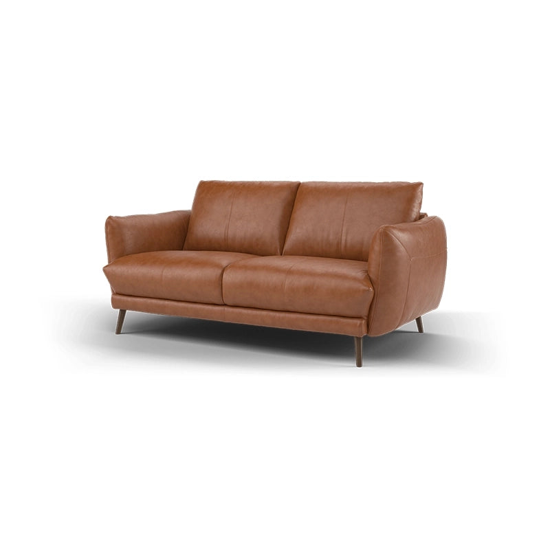 Tan leather upholstery close-up – stylish sofa design – 2 seater couch