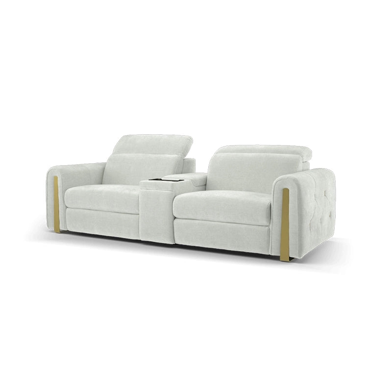 Recliner in lounge position, Custom Designed to Order, Sofa and recliner set, white - 2+console