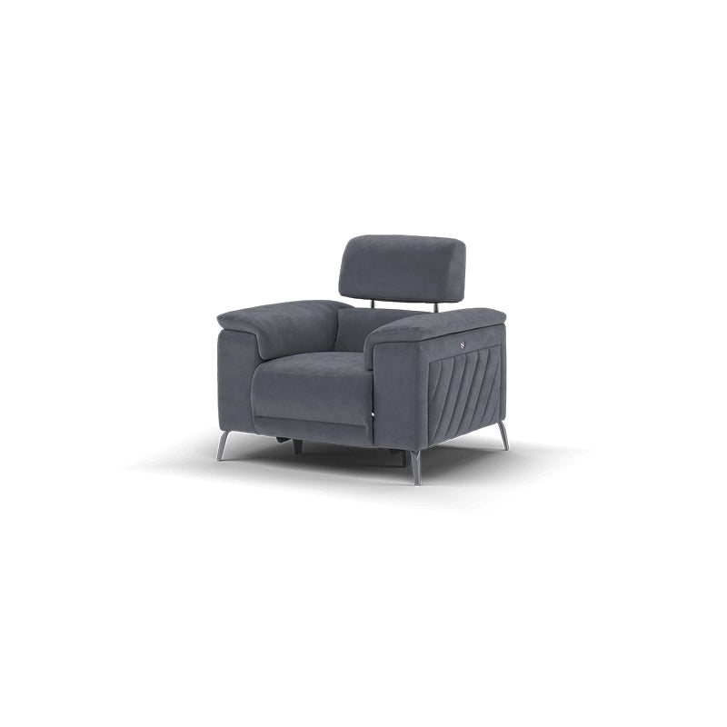 Contrast piping armrest design photo with recliner settee + recliner couch set + charcoal grey