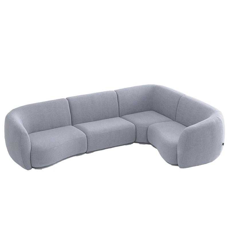  Modern curved silhouette with bold rounded form – contemporary sofa design, latest sofa design, Grey couch