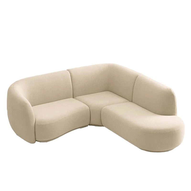 Voluptuous soft geometry from side view – sofa design, set sofa design, cream upholstered  L shape