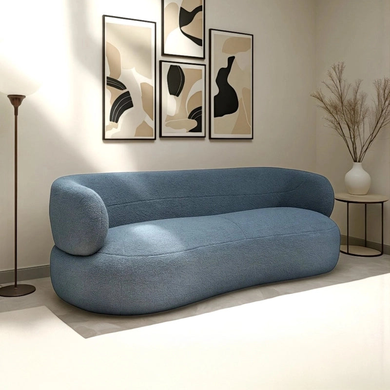 Pebble-shaped sofa in blue with fabric sofa set and designable sofa set styling