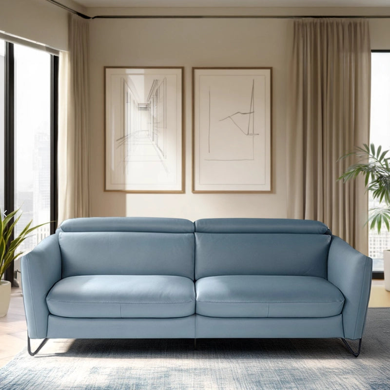 Dusty blue sleek couch design with 3 seater silhouette, stylish sofa design, set sofa design