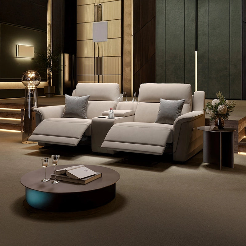 Dual-motor reclining seat with LED console, theater recliner, home cinema recliner sofa