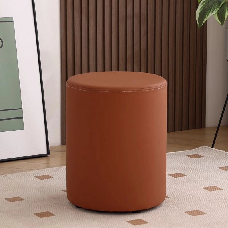 Smooth matte ottoman design with footstool and pouf ottoman in terracotta faux leather