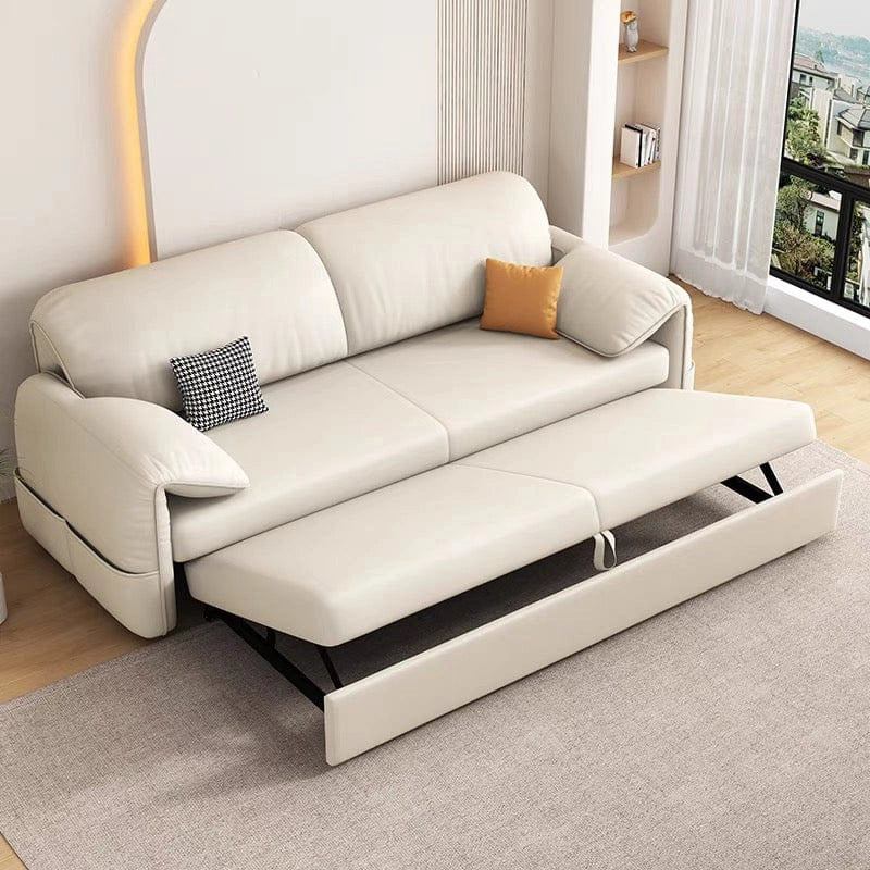 Modern ivory faux leather design with sofa cum bed design and sleeper sofa – 3-seater