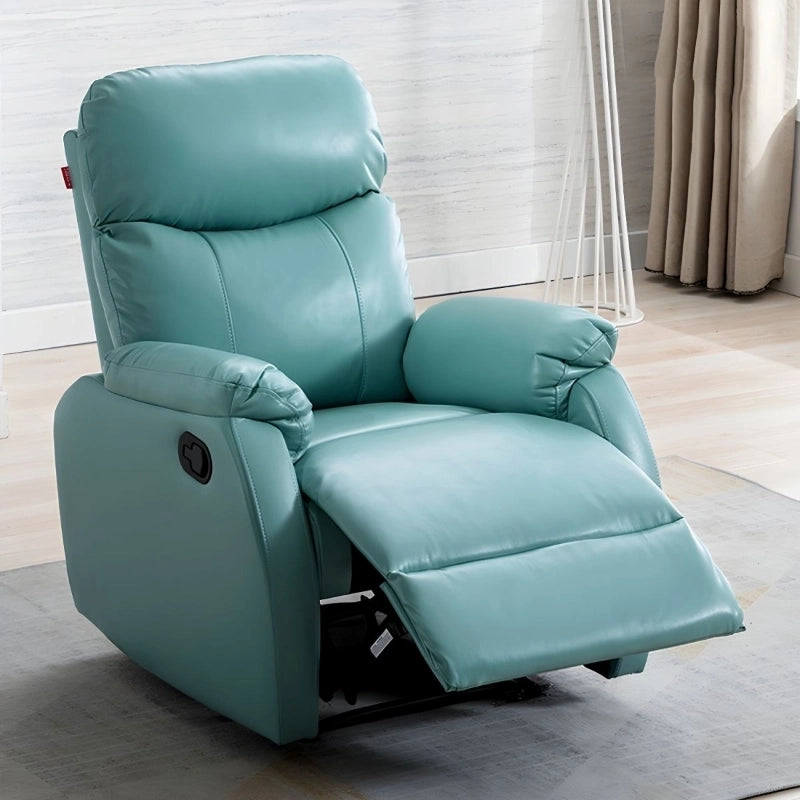 Teal faux leather recliner chair with arm tray – recliner chair, compact sofa – 1 seater, teal