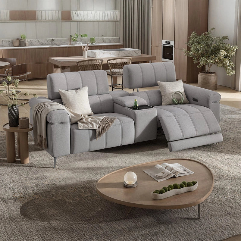 3-seater recliner sofa with cup holders, home theater chairs, theater recliner, grey Nova fabric