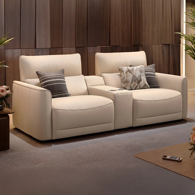 Modern beige theater recliner with plush design, home theater chairs, home cinema recliner