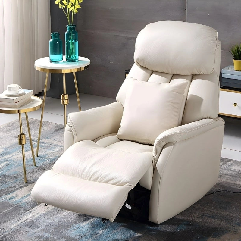 Ivory leatherette recliner chair with segmented backrest – recliner chair, sofa recliner, ivory