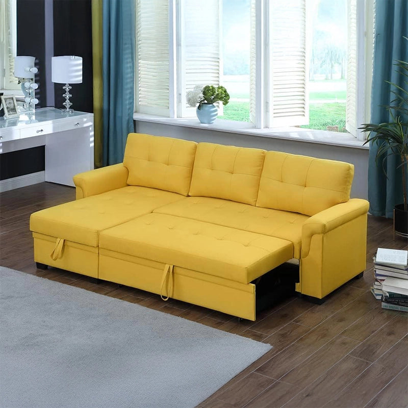 Pull-out couch sleeper in bright yellow – sofa bed couch, sofa cum bed design