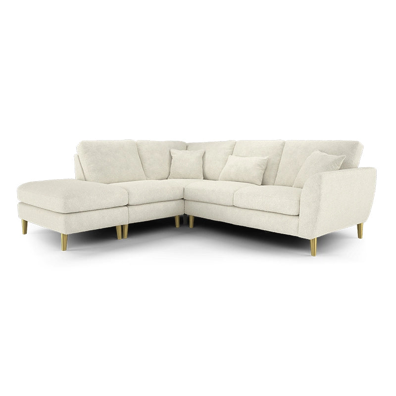 Taupe upholstered sofa set design and l shape couch with slim gold legs