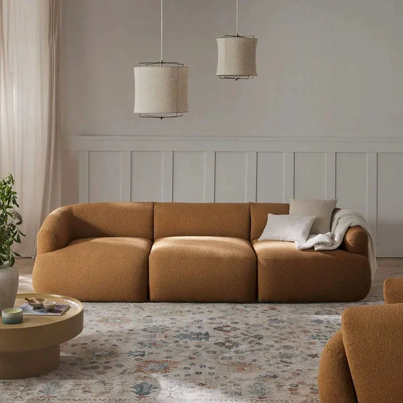 Rust brown boucle sofa designable sofa set + luxury furniture store bangalore – 3 seater shape