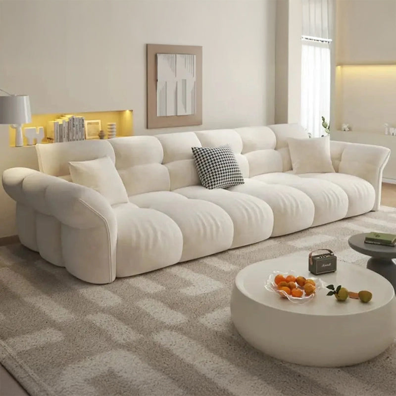 Creamy beige tufted sofa photo with modern sofa design and 4 seater couch
