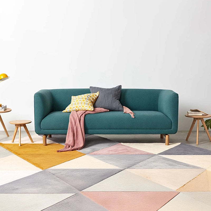 Rounded silhouette couch design + latest sofa design + 3 seater + fabric + teal shade