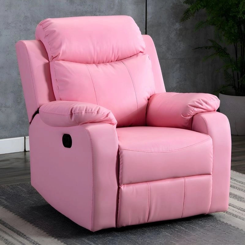 Pink compact recliner – recliner chair + ergonomic lumbar + matte faux finish