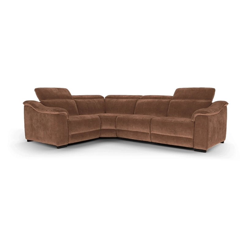 Cocoa brown dual-seater with cup holders – Recliner sofa set + Made to Order Custom Designed - 2+corner+1
