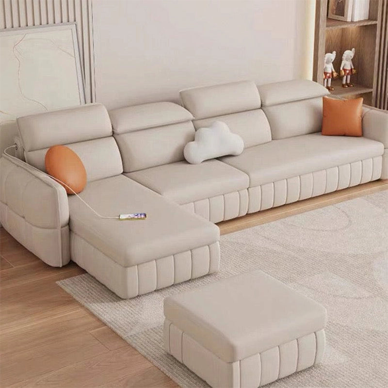 USB port view on beige armrest, convertible sofa bed, sofa cum bed design, fabric build